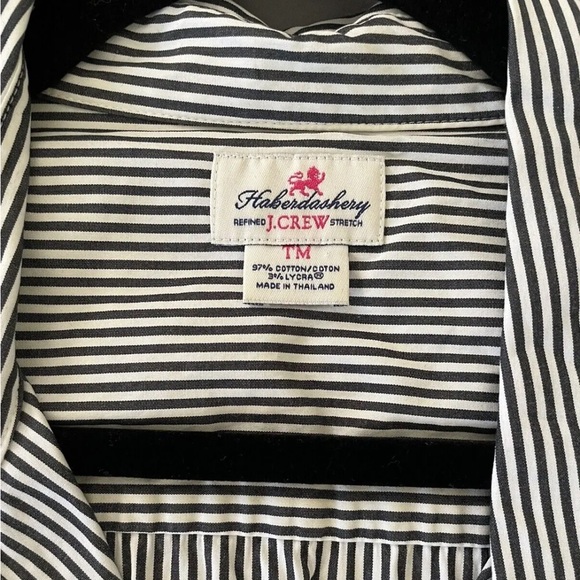 J.Crew Haberdashery Black and White Striped Button Up - size medium tall - Picture 3 of 11
